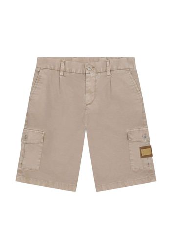 Dolce & Gabbana Kids Bermuda con placca logo - Toni neutri