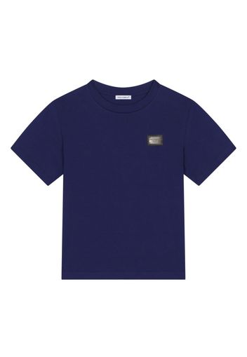 Dolce & Gabbana Kids T-shirt con placca logo - Blu