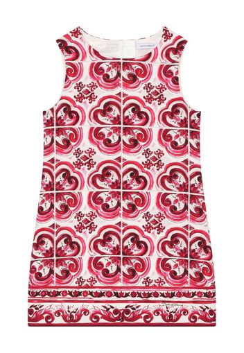 Dolce & Gabbana Kids Majolica print sleeveless dress - Bianco