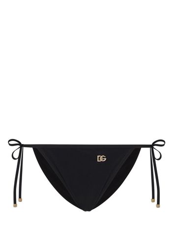 Dolce & Gabbana logo-plaque side-tie bikini bottom - Nero