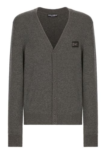 Dolce & Gabbana Cardigan con placca logo - Grigio