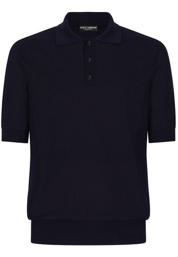 Dolce & Gabbana logo-patch short-sleeve polo shirt - Nero