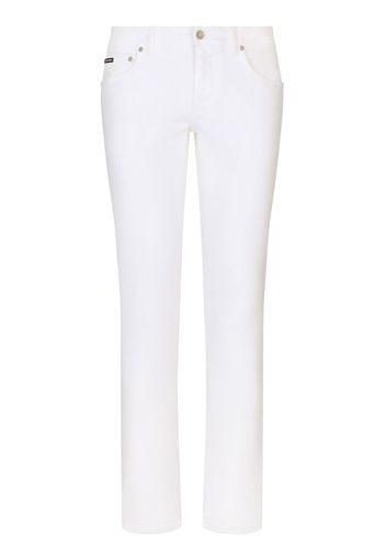 Dolce & Gabbana logo-plaque stretch-cotton skinny jeans - Bianco