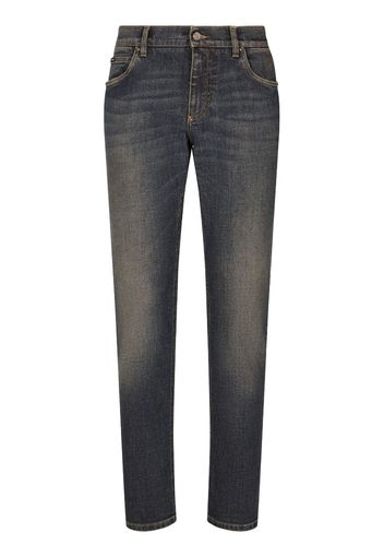 Dolce & Gabbana logo-plaque slim-cut jeans - Grigio