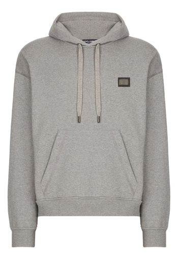 Dolce & Gabbana logo-patch cotton hoodie - Grigio