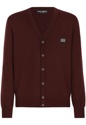 Dolce & Gabbana logo-plaque V-neck cardigan - Rosso