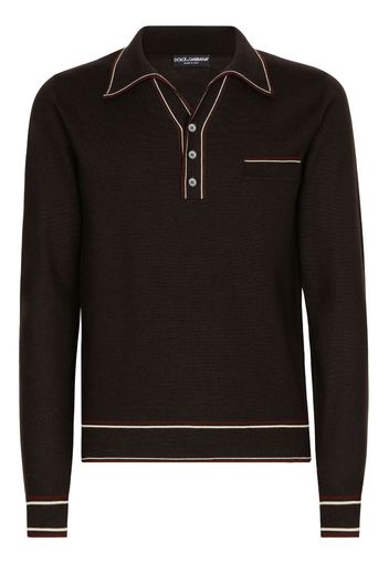 Dolce & Gabbana Polo con bordo a contrasto - Marrone