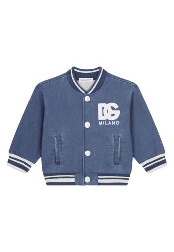 Dolce & Gabbana Kids Bomber con ricamo - Blu