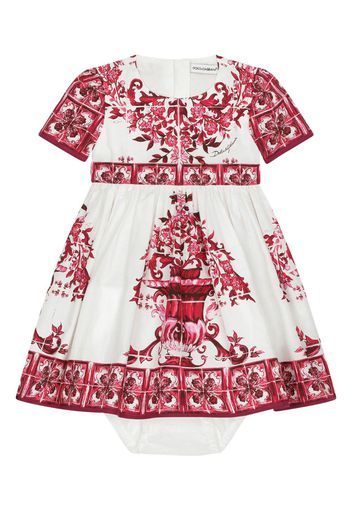 Dolce & Gabbana Kids Abito svasato con stampa grafica - Bianco