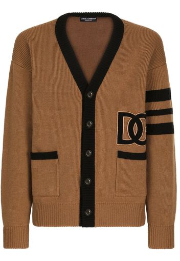 Dolce & Gabbana Cardigan con logo DG - Marrone