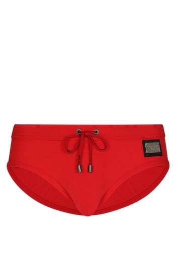 Dolce & Gabbana logo-plaque swim trunks - Rosso