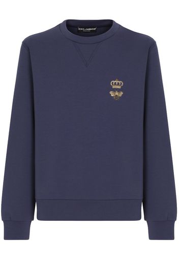 Dolce & Gabbana bee-embroidered cotton sweatshirt - Blu