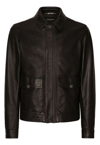 Dolce & Gabbana collared leather coat - Nero