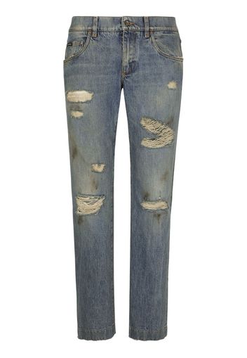 Dolce & Gabbana Jeans slim con effetto vissuto - Blu