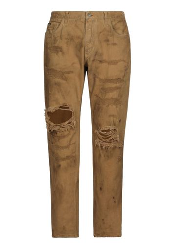 Dolce & Gabbana Jeans slim con effetto vissuto - Marrone