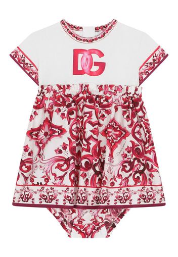 Dolce & Gabbana Kids Majolica-print cotton dress - Rosso