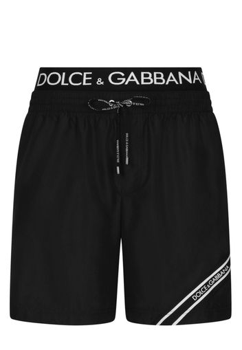 Dolce & Gabbana Costume da bagno con banda logo - Nero