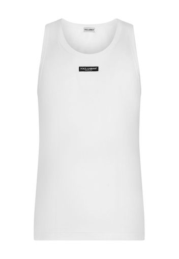 Dolce & Gabbana CANOTTA COTONE BIELASTICO ETICHETTA LOGO - Bianco