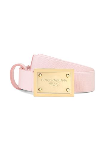 Dolce & Gabbana Kids logo-plaque leather belt - Rosa