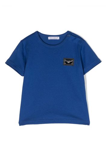 Dolce & Gabbana Kids logo-plaque cotton T-shirt - Blu