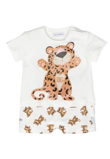 Dolce & Gabbana Kids leopard-print cotton shorties - Bianco