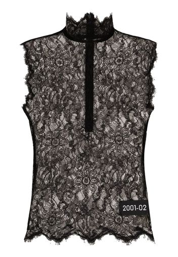 Dolce & Gabbana Top in pizzo a fiori - Nero