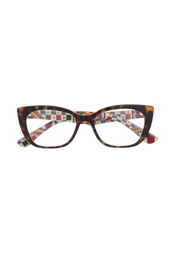 Dolce & Gabbana Kids tortoiseshell cat-eye frame glasses - Marrone