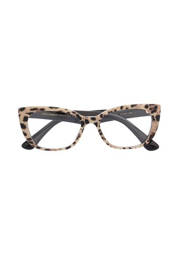 Dolce & Gabbana Kids cheetah-print cat-eye frame glasses - Nero