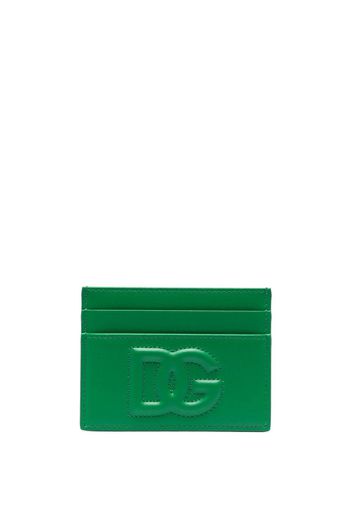Dolce & Gabbana logo-embossed leather cardholder - Verde