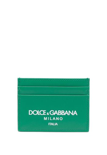 Dolce & Gabbana logo-print leather cardholder - Verde