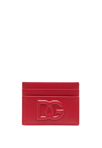 Dolce & Gabbana logo-embossed leather cardholder - Rosso