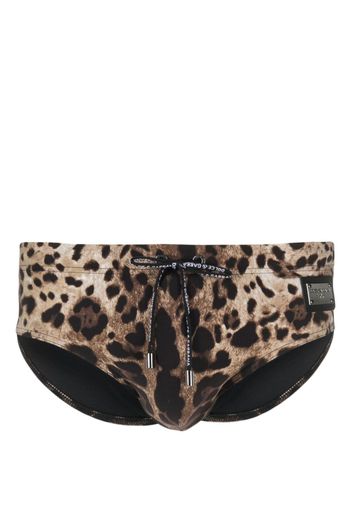 Dolce & Gabbana leopard-print swim briefs - Marrone