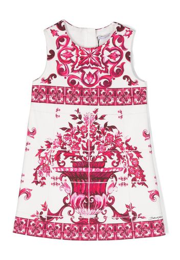 Dolce & Gabbana Kids graphic-print cotton sleeveless dress - Bianco