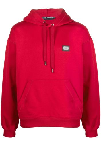 Dolce & Gabbana logo-plaque cotton hoodie - Rosso