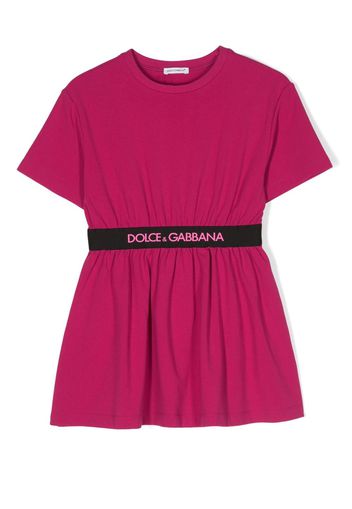 Dolce & Gabbana Kids logo-waistband jersey dress - Rosa