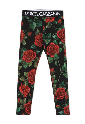 Dolce & Gabbana Kids Leggings a fiori - Nero