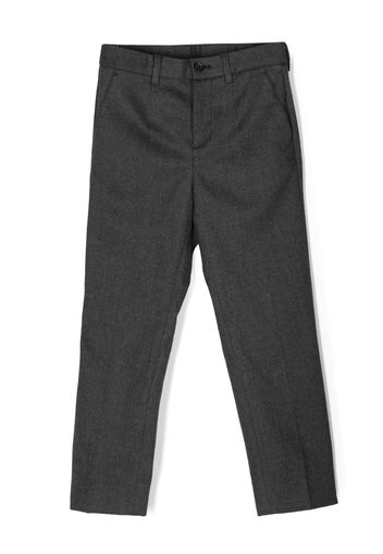 Dolce & Gabbana Kids logo-embroidered pressed-crease tapered trousers - Grigio