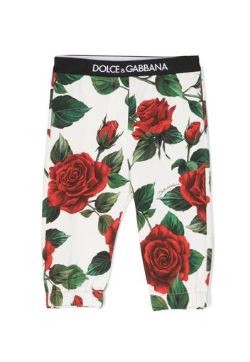 Dolce & Gabbana Kids rose-print cotton leggings - Bianco