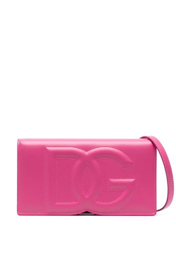 Dolce & Gabbana logo-embossed leather crossbody bag - Rosa