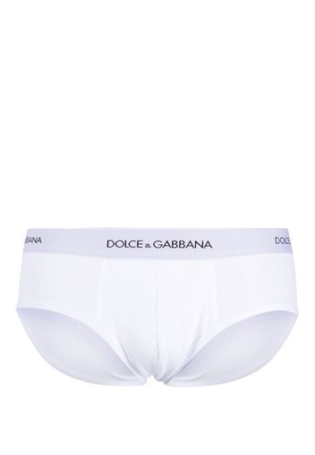 Dolce & Gabbana logo-waistband ribbed-knit briefs - Bianco