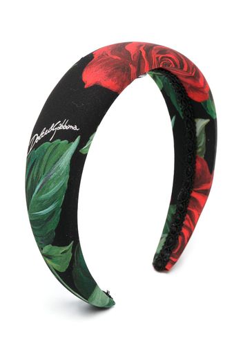 Dolce & Gabbana Kids floral-print silk-cotton headband - Rosso