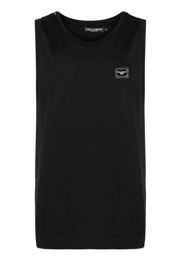 Dolce & Gabbana logo-plaque cotton tank top - Nero