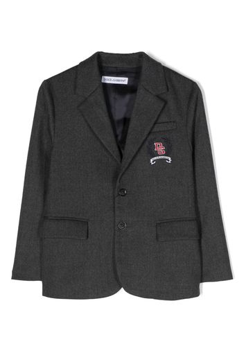 Dolce & Gabbana Kids logo-embroidered knitted single-breasted blazer - Grigio