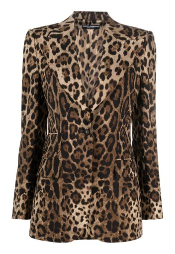 Dolce & Gabbana leopard-pint single-breasted blazer - Nero