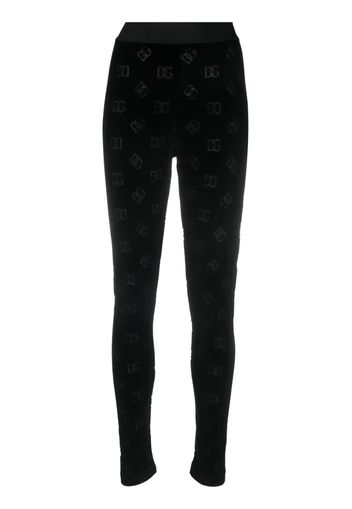 Dolce & Gabbana logo-debossed cotton leggings - Nero