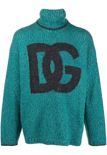 Dolce & Gabbana intarsia-knit logo jumper - Verde