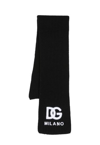 Dolce & Gabbana Kids logo-lettering ribbed-knit scarf - Nero