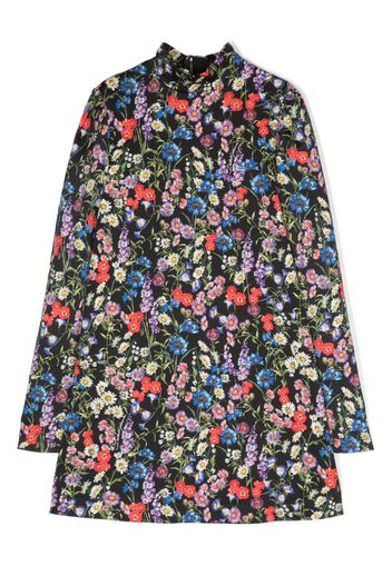 Dolce & Gabbana Kids floral-print long-sleeve dress - Nero