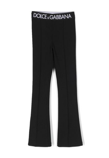 Dolce & Gabbana Kids logo-waistband flared leggings - Nero