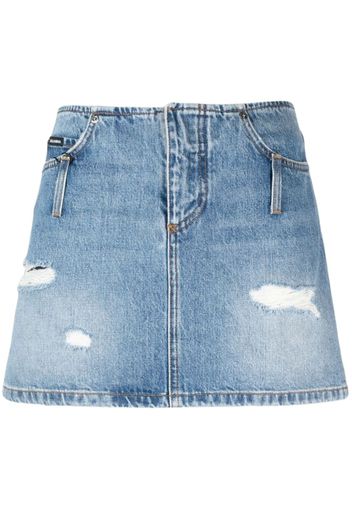 Dolce & Gabbana distressed-effect denim miniskirt - Blu